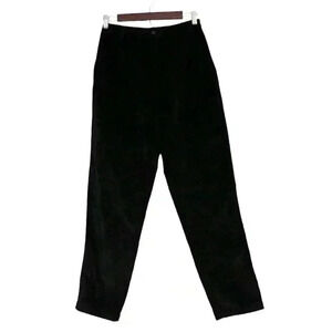 Talbots Velvet Chino Pants Size 8 Chevron Black Cotton Pleated Business Casual